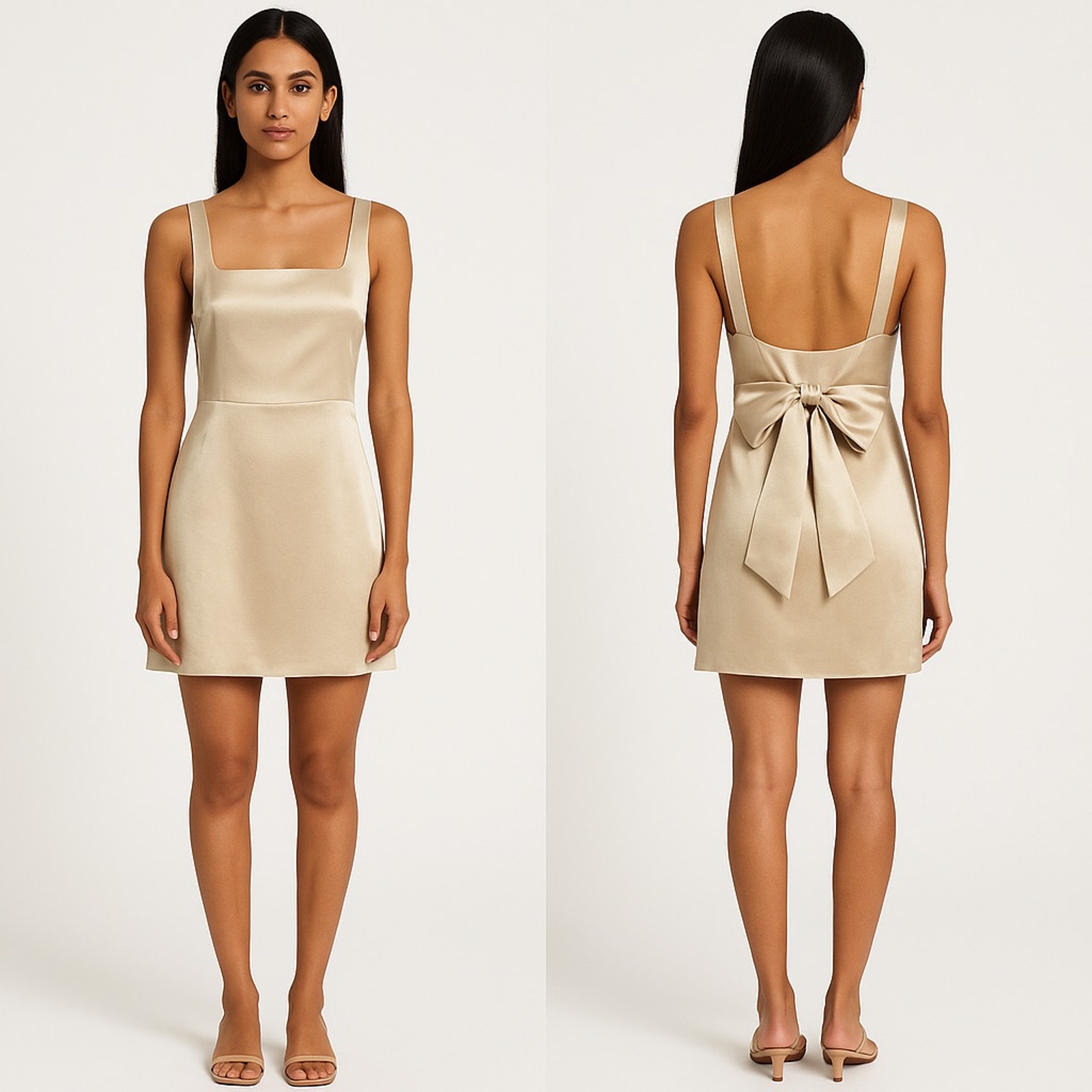 Reformation Riviera Silk Satin Bow Back Mini Dress Size 4 Nwt Solid Ivory